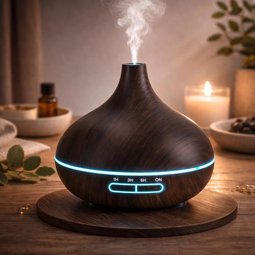Diffuseur d’arômes silencieux diffusant une brume légère pour purifier l’air.