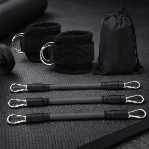Kit de bandes de résistance noir complet avec sac de rangement pour s'entraîner partout.