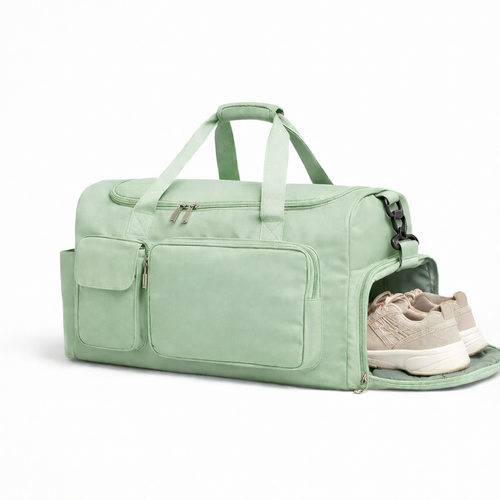Sac de gym vert menthe original avec compartiment étanche pour articles mouillés.